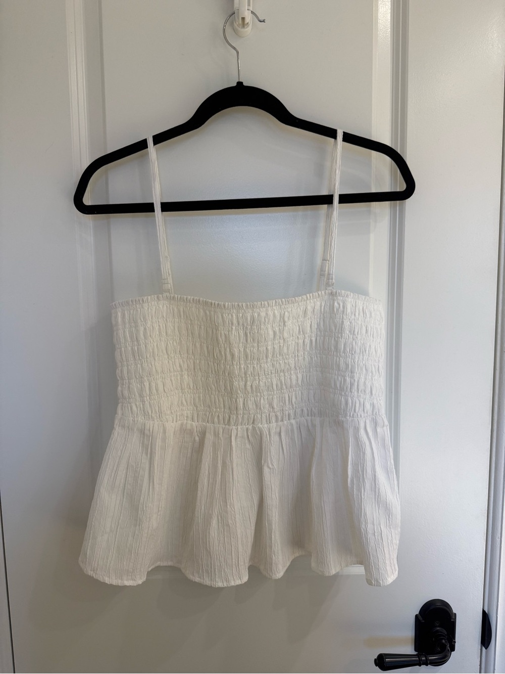 American Eagle Outfitters White Smocked Peplum Camisole